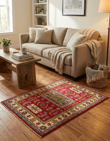3' 5 x 5' Hand Knotted Kazak Rug