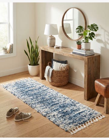 Blue Serenity Shag Runner Rug
