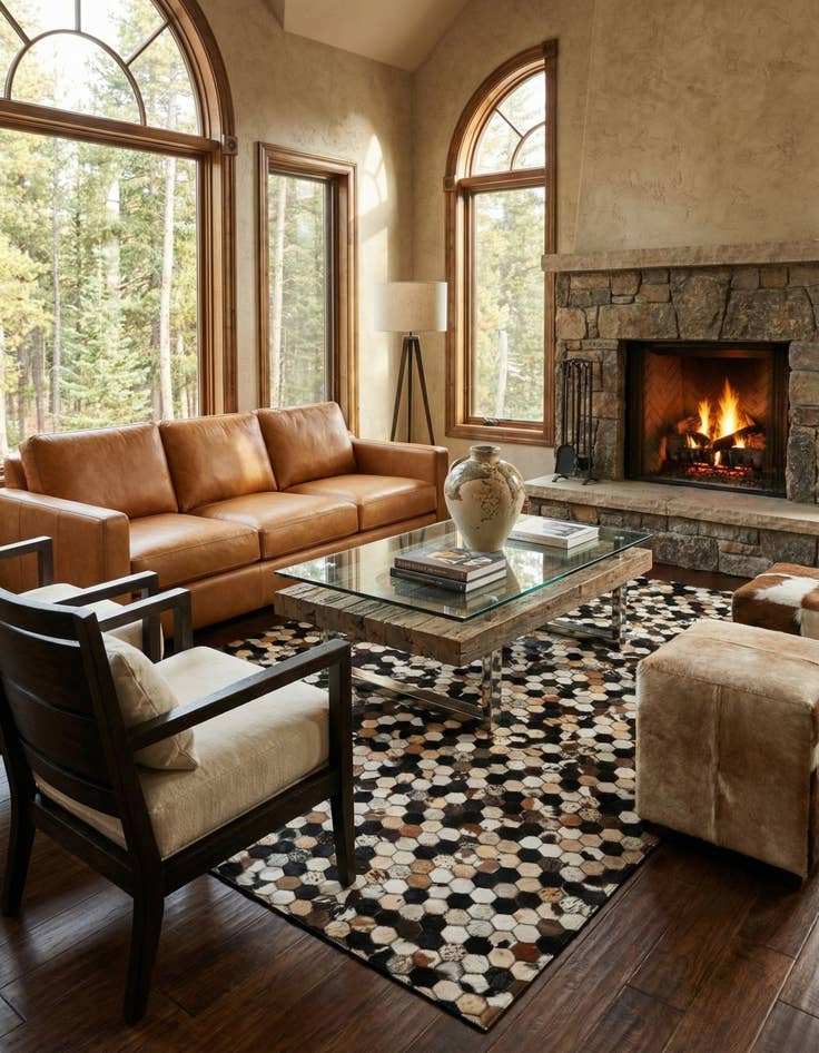 Detail image of  5' 1 x 8' Cowhide - Patchwork Rug