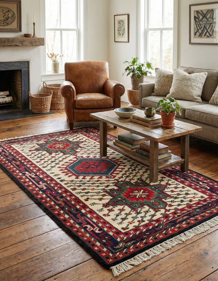 Detail image of  3' 6 x 6' 5  Hand Knotted Gharajeh Wool Rug