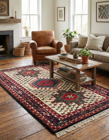 3' 6 x 6' 5 Hand Knotted Gharajeh Wool Rug