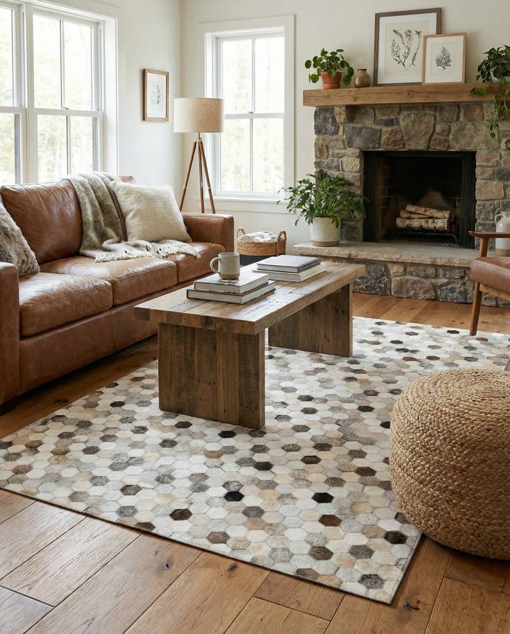 Detail image of 4' x 5' 10 Cowhide Stocks Rug