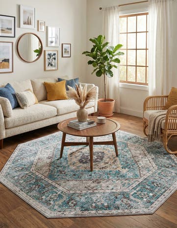 Seaglass Washable Yara Octagon Rug