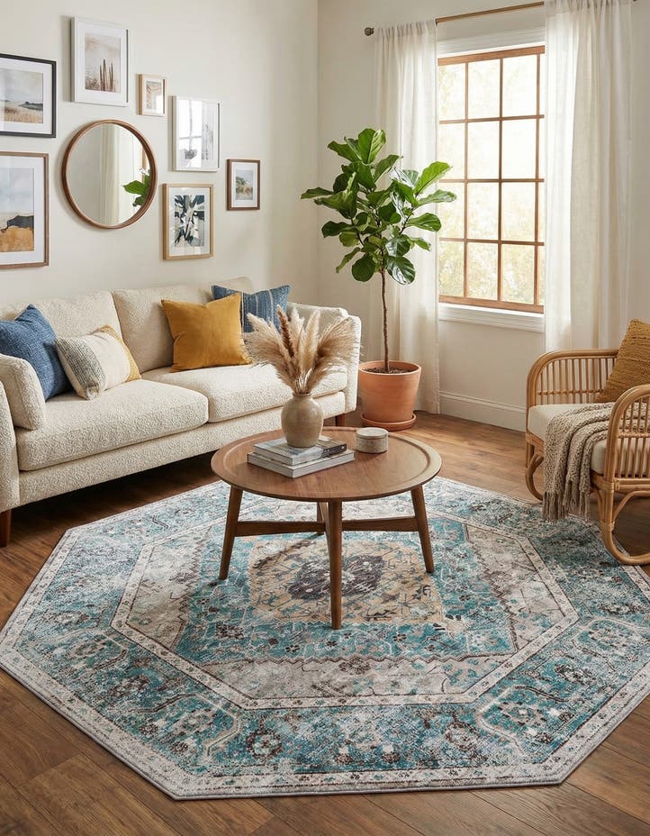 7' 10 x 7' 10 Washable Yara Octagon Rug