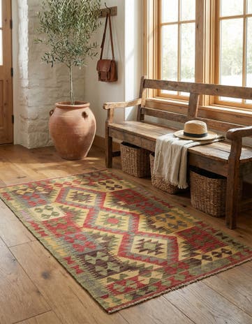 3' 3 x 5' Hand Woven Kilim Maymana Wool Rug