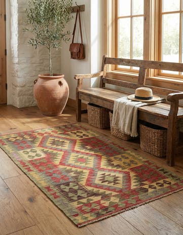 3' 3 x 5' Hand Woven Kilim Maymana Wool Rug