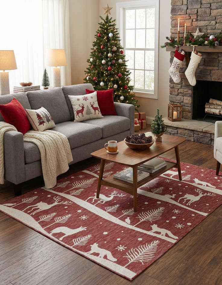 Detail image of  5' 3 x 7'  Washable Holiday Indoor / Outdoor Rug