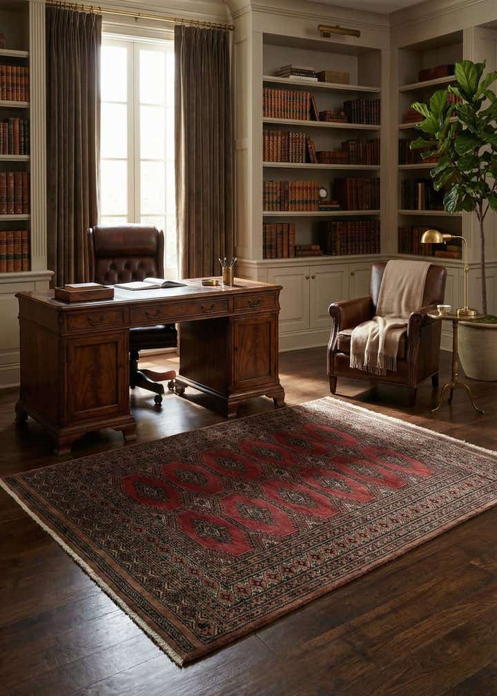 4' 3 x 5' 10 Hand Knotted Bokhara Oriental Wool Rug