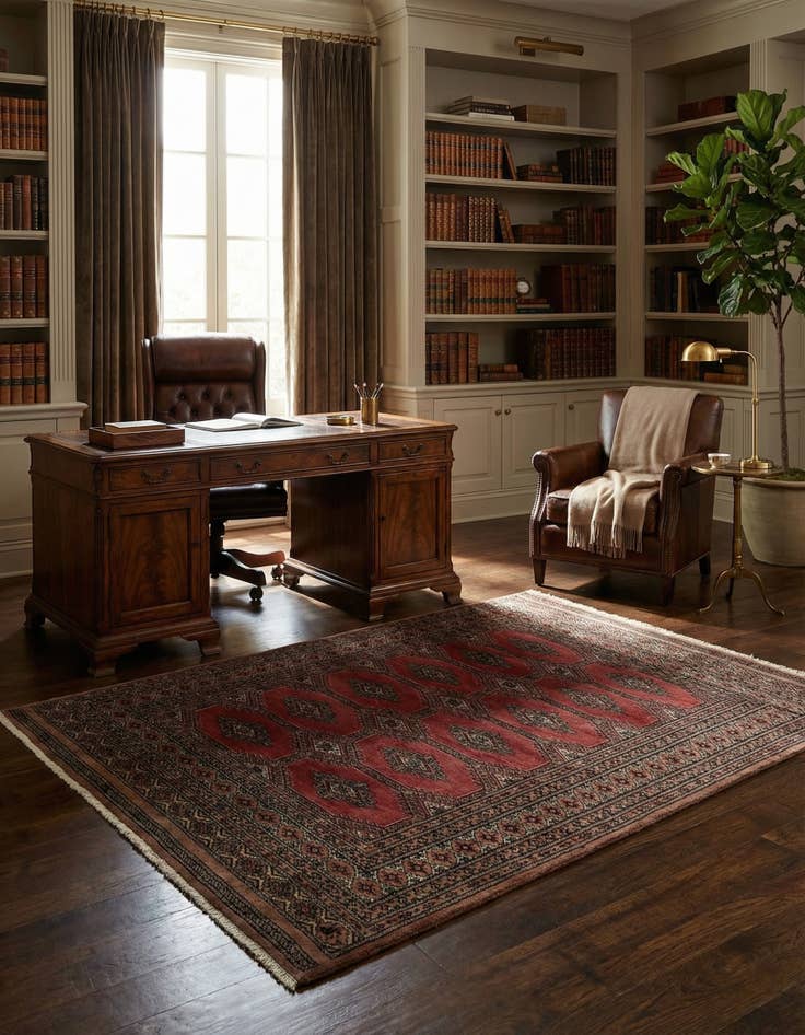 Detail image of  4' 3 x 5' 10  Hand Knotted Bokhara Oriental Wool Rug