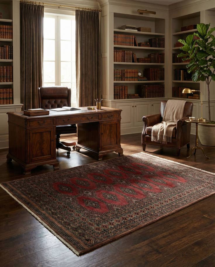 Detail image of 4' 3 x 5' 10 Hand Knotted Bokhara Oriental Wool Rug