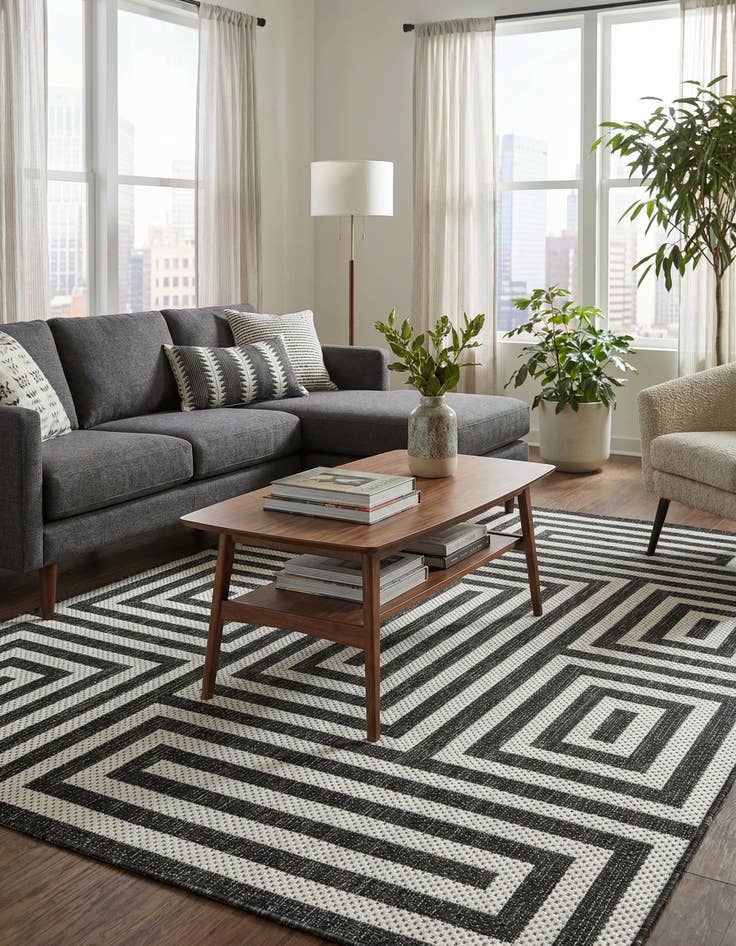 Detail image of  4' x 6'  Washable Modern Indoor / Outdoor Rug