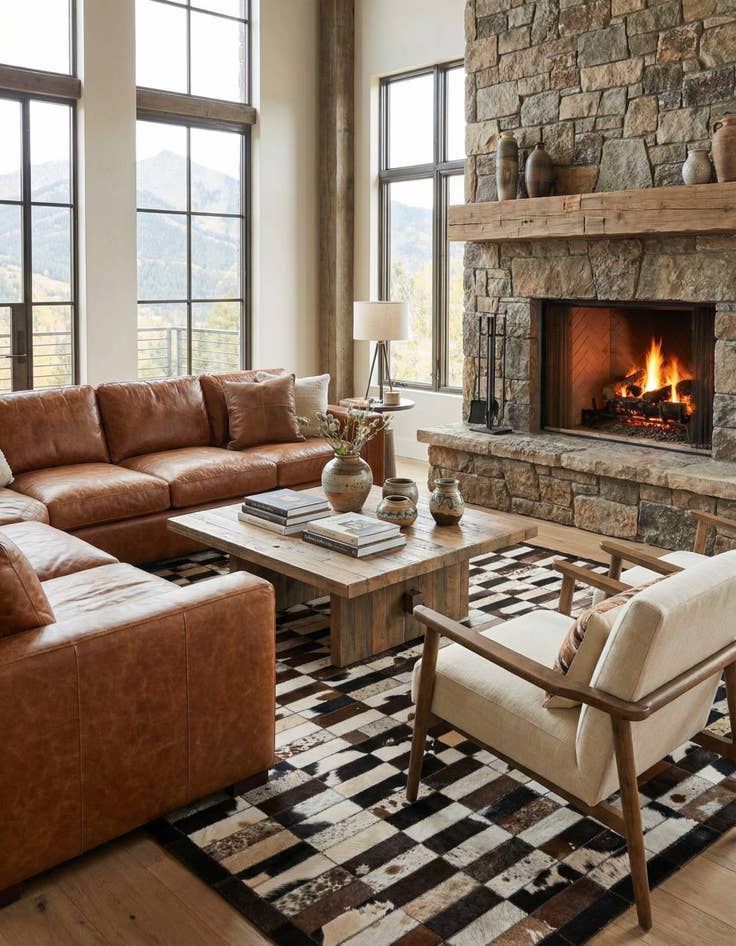 Detail image of  5' 3 x 8' 1 Cowhide - Patchwork Rug