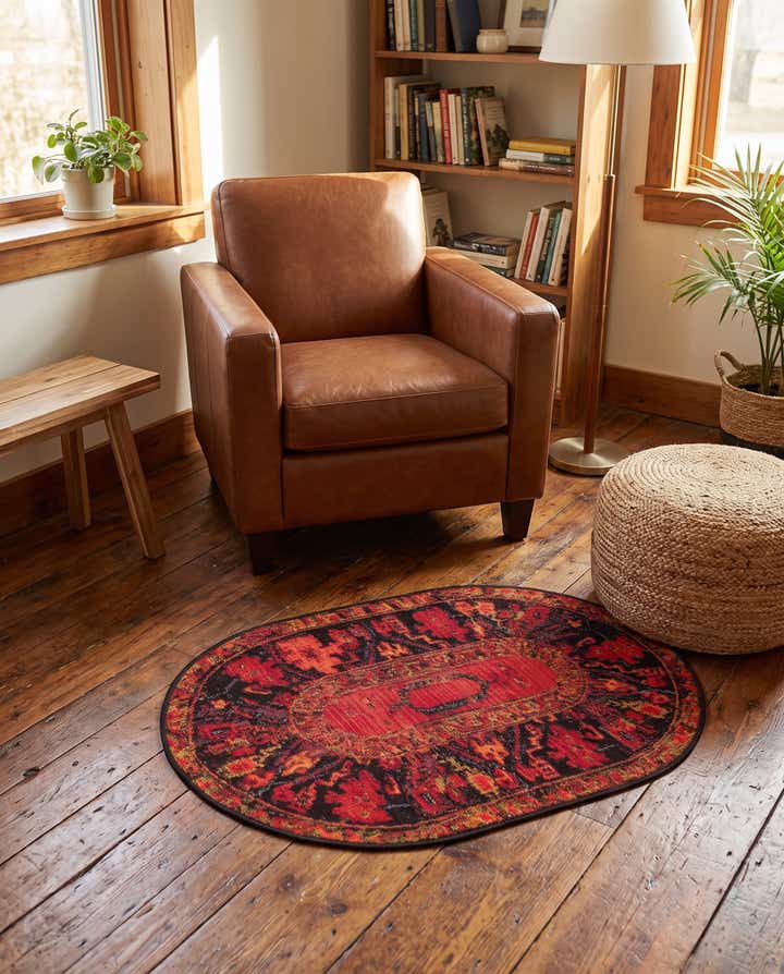 2' 2 x 3' Easy-Clean Tribal Indoor / Outdoor Oval Rug
