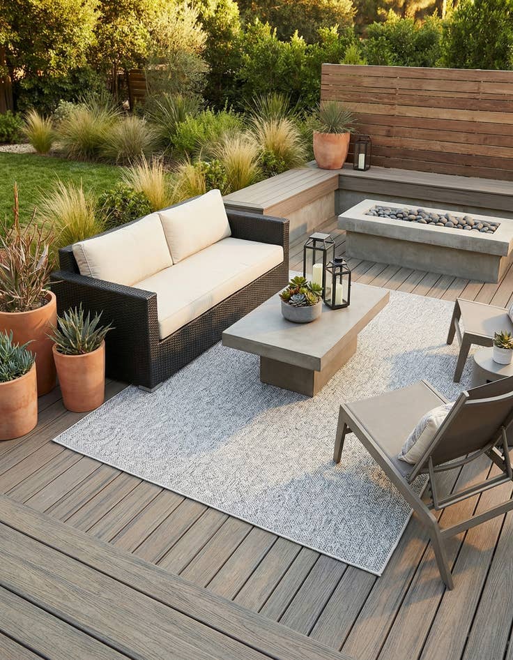 Detail image of 5' 2 x 7' 9  Washable Modern Indoor / Outdoor Rug