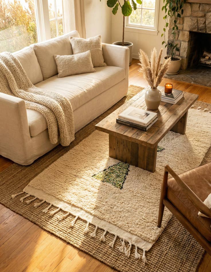 Detail image of 3' 5 x 4' 9 Hand Knotted Moroccan Wool Rug