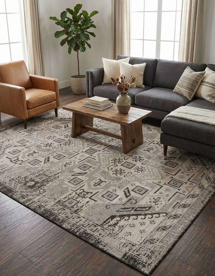 Detail image of  7' 10 x 11'  Washable Aztec Indoor / Outdoor Rug