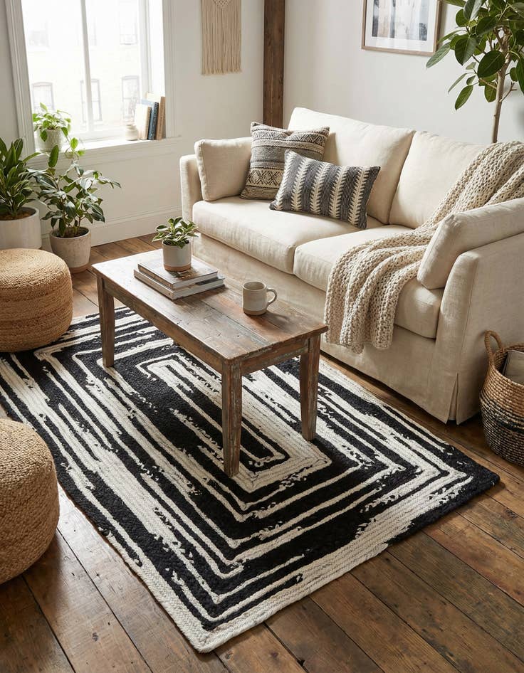 Detail image of 4' 1 x 6' 1  Hand Braided Chindi Rug