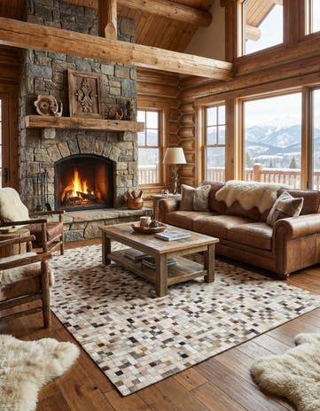 5' 1 x 8' Cowhide Leather Rug