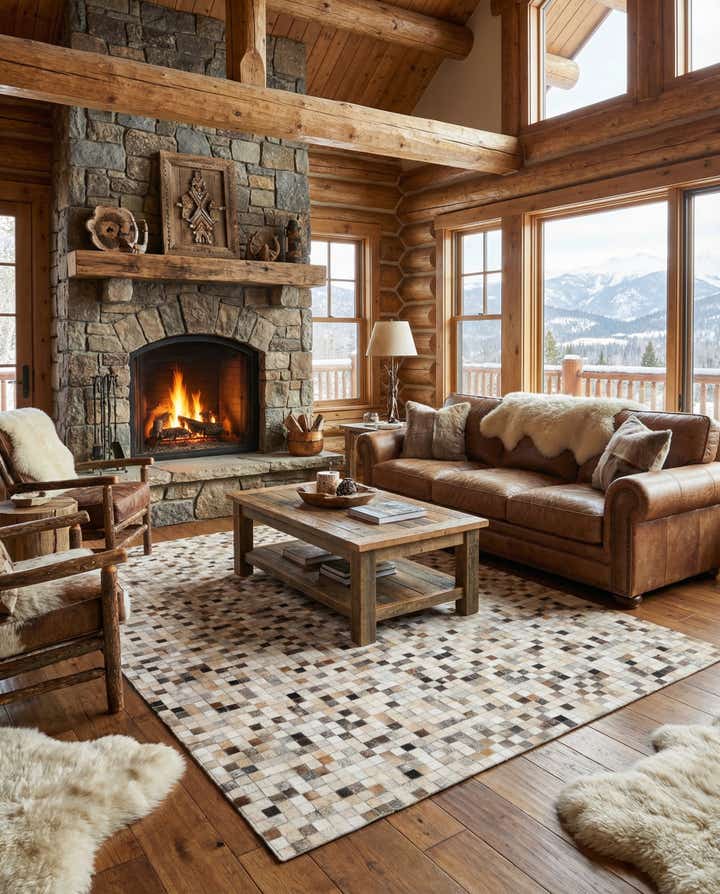 5' 1 x 8' Cowhide Leather Rug