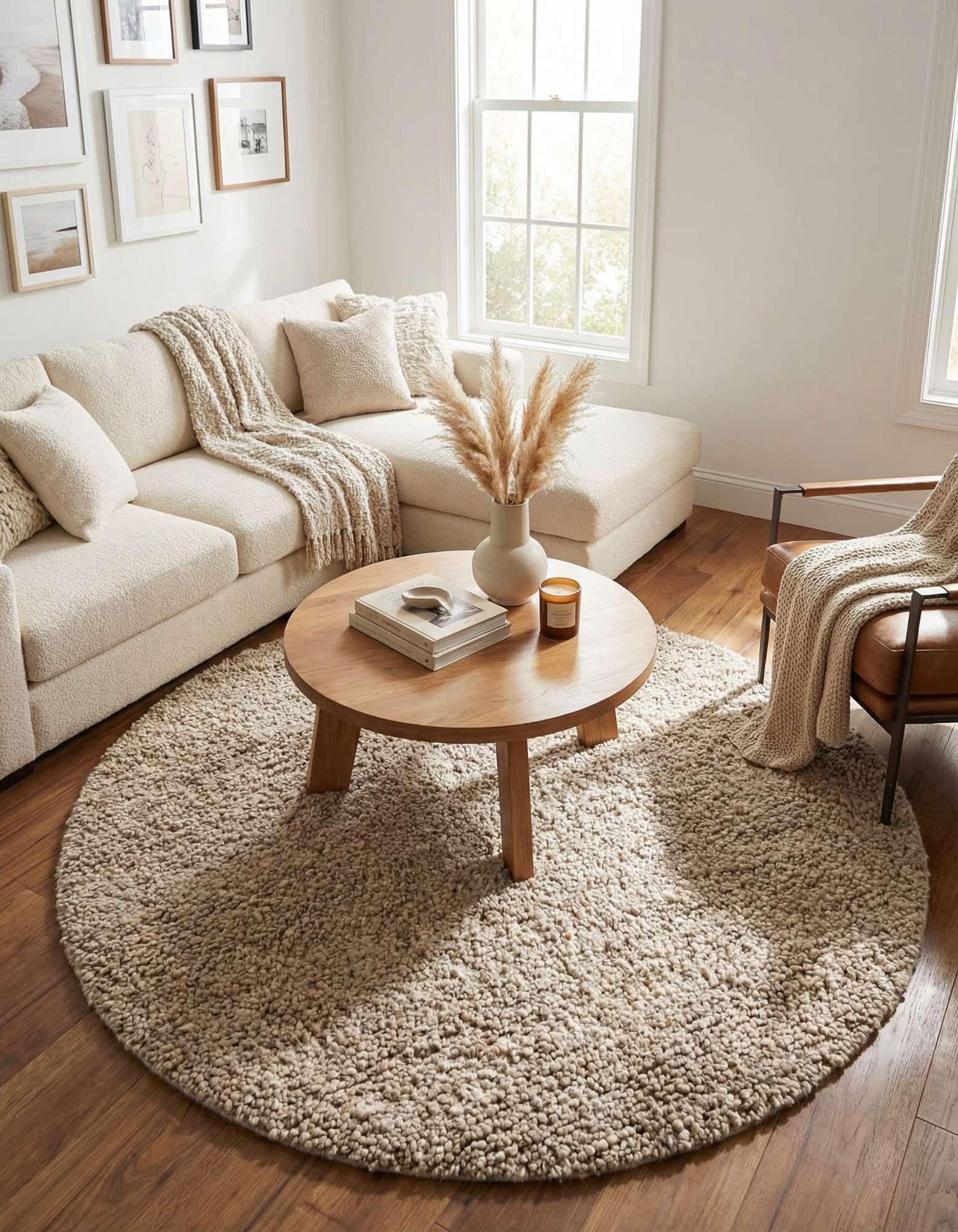 6' 1 x 6' 1 Hand Woven Haka Deluxe Shag Round Rug
