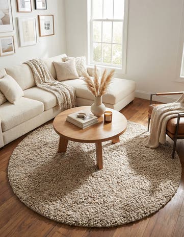 6' 1 x 6' 1 Hand Woven Haka Deluxe Shag Round Rug