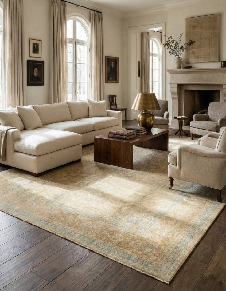 Detail image of 9' 8 x 12' 7  Hand Knotted Ultra Vintage Persian Wool Rug