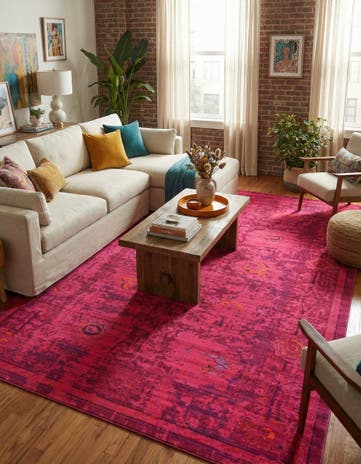 Magenta Washable Fleur Rug