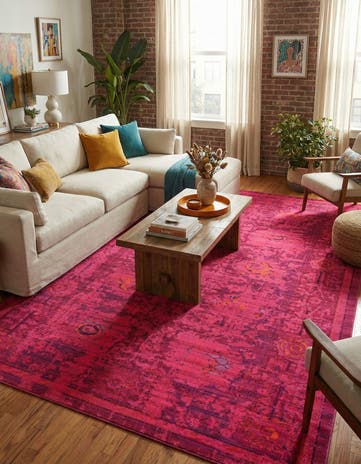 Magenta Washable Fleur Rug