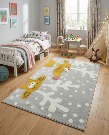  5' 3 x 8' Reindeer Whimsy Kids Rug