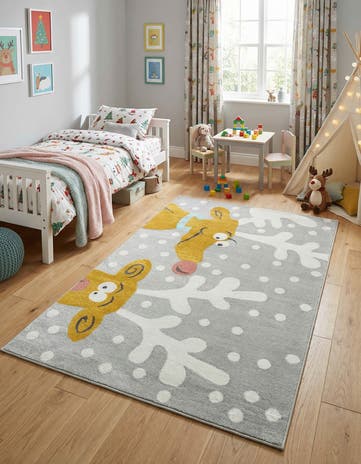 5' 3 x 8' Reindeer Whimsy Kids Rug