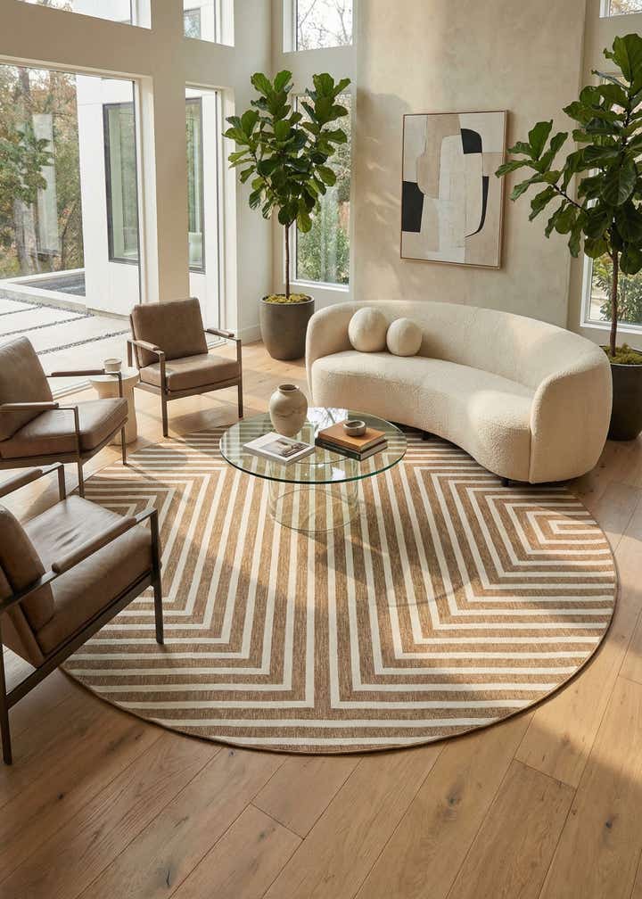 13' x 13' Easy-Clean Modern Indoor / Outdoor Round Rug