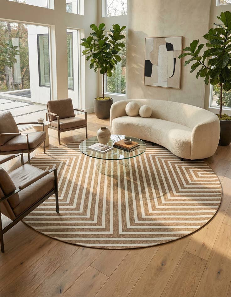 Detail image of 13' x 13'  Washable Modern Indoor / Outdoor Round Rug