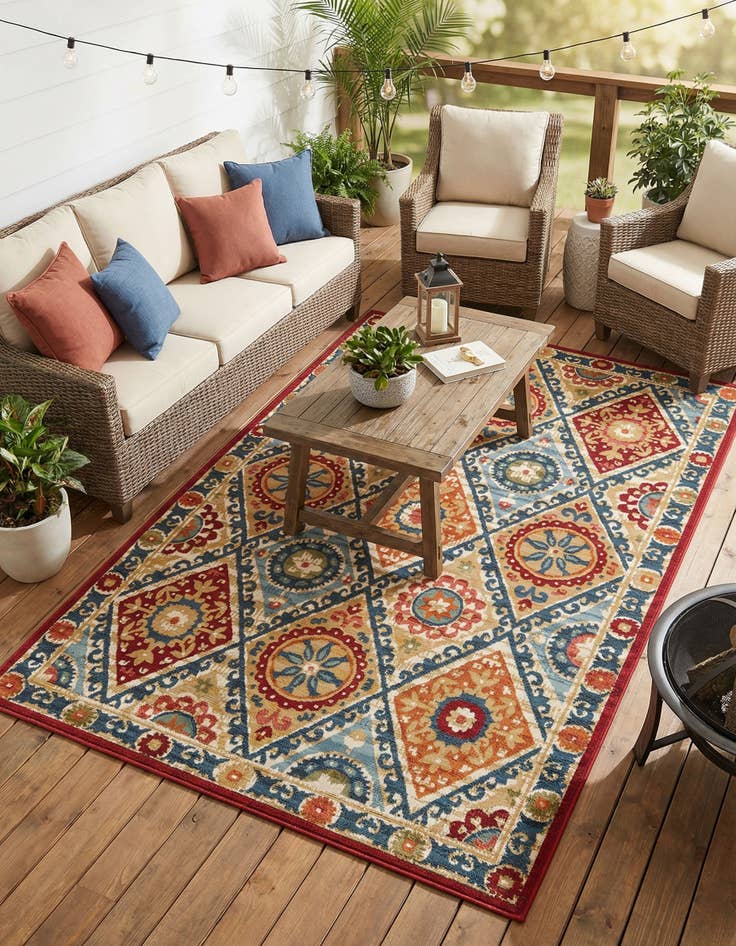 Detail image of 5' 3 x 8'  Washable Modern Indoor / Outdoor Rug