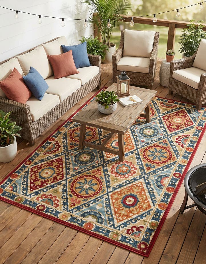5' 3 x 8' Easy-Clean Modern Indoor / Outdoor...