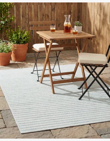 Light Blue Easy-Clean Sabrina Soto Indoor / Outdoor Rug