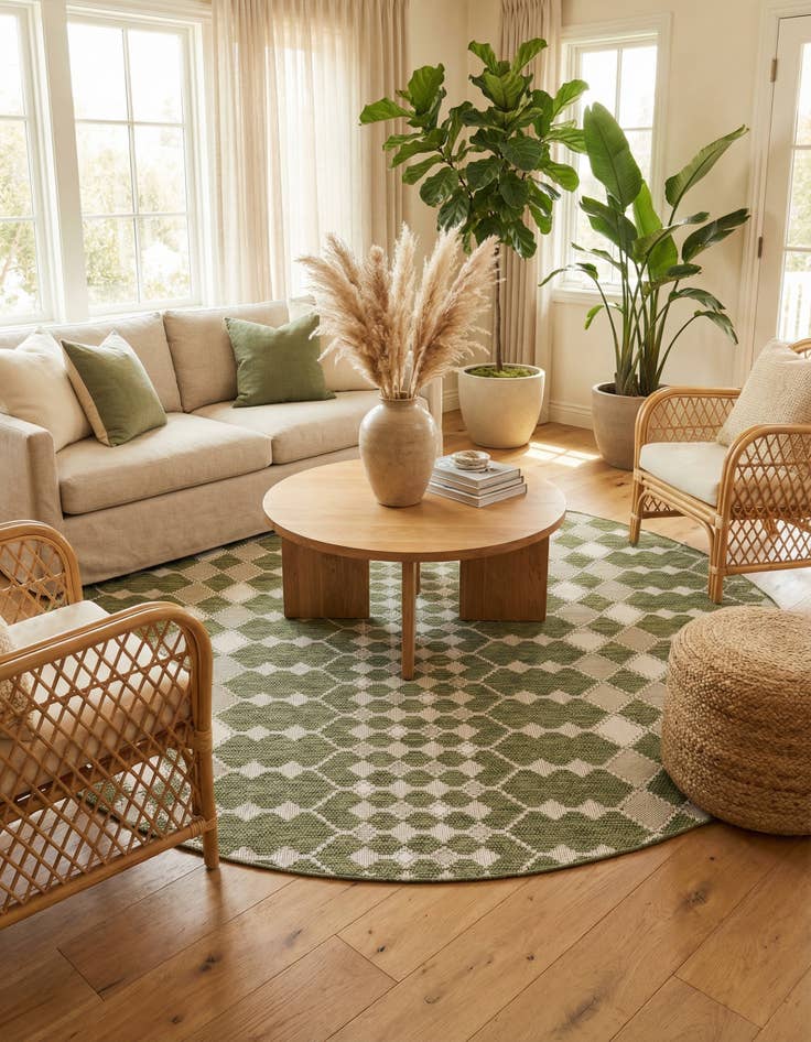 Detail image of 10' x 10'  Washable Trellis Indoor / Outdoor Round Rug