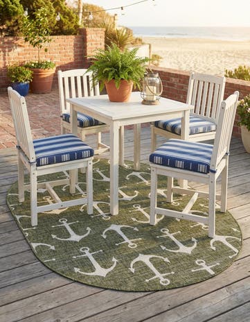 5' 3 x 8' Easy-Clean Coastal Indoor / Outdoor Oval Rug