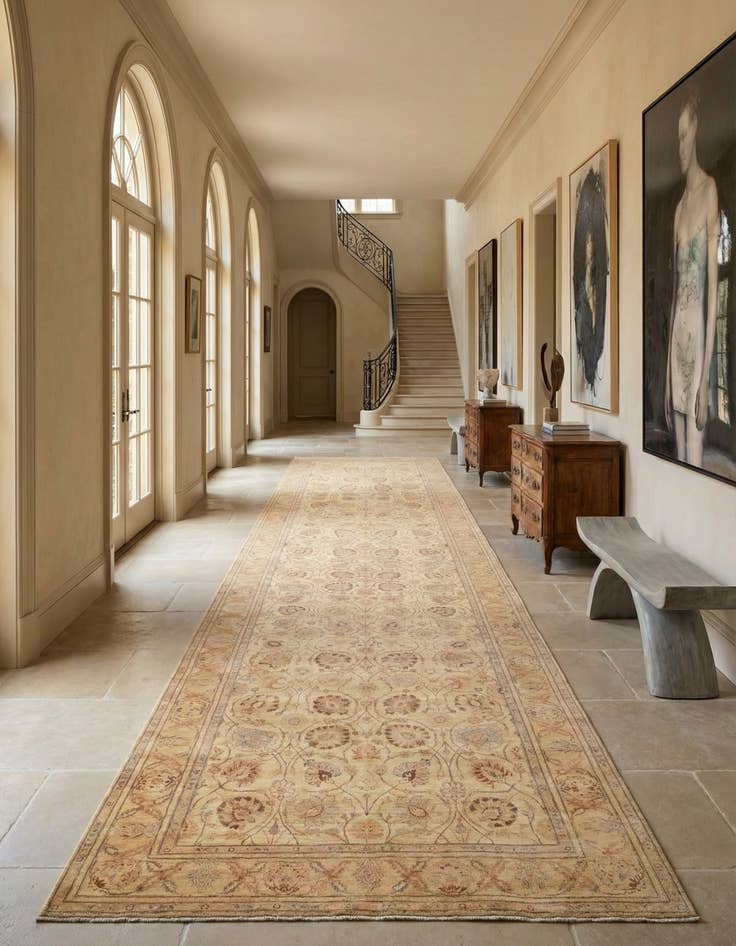 Detail image of 8' 3 x 32' 9  Hand Knotted Peshawar Ziegler Oriental Runner Rug