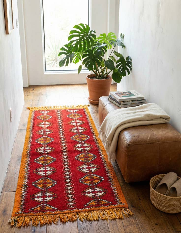 Detail image of 2' 5 x 5' 6 Hand Knotted Moroccan Wool Runner Rug