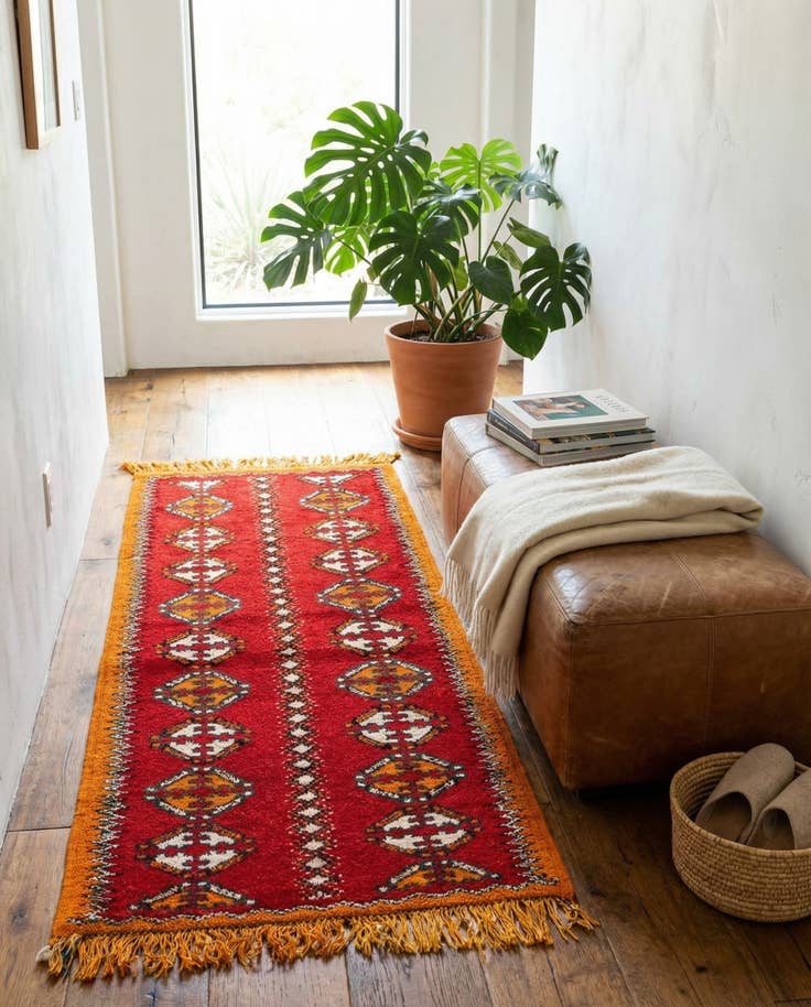 Detail image of 2' 5 x 5' 6 Hand Knotted Moroccan Wool Runner Rug