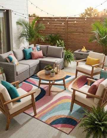 Easy-Clean Modern Indoor / Outdoor Square Rug