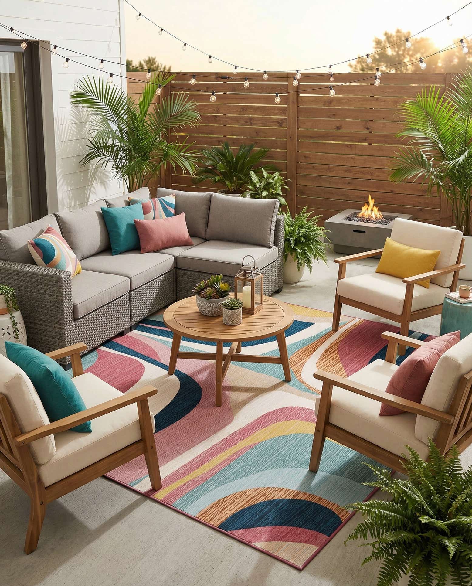 7' 10 x 7' 10 Easy-Clean Modern Indoor / Outdoor Square Rug