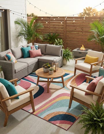 Easy-Clean Modern Indoor / Outdoor Square Rug