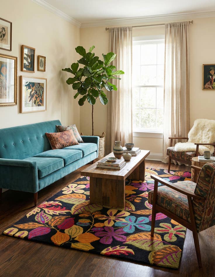 Detail image of 4' 10 x 7' 9 Agra Wool Rug