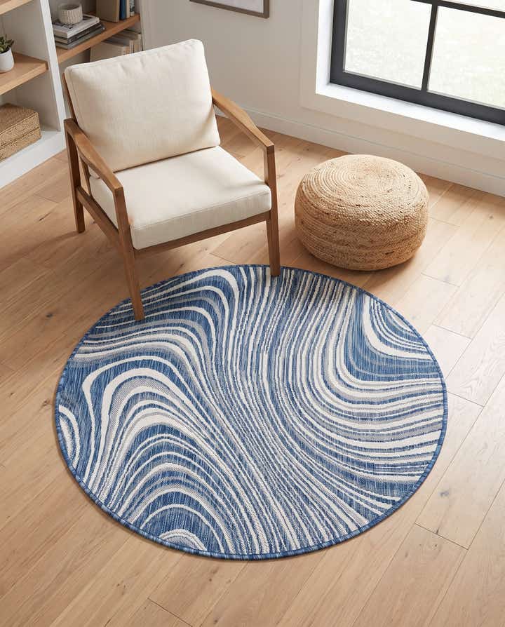 4' x 4' Easy-Clean Modern Indoor / Outdoor Round Rug