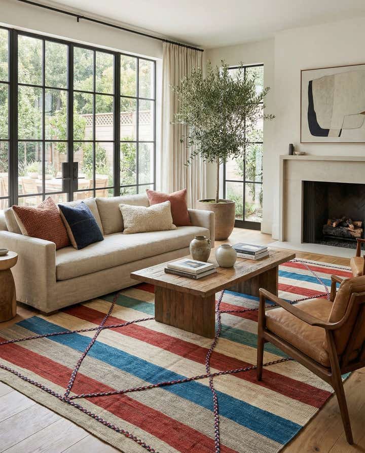 6' 3 x 9' 9 Hand Woven Kilim Modern Wool Rug