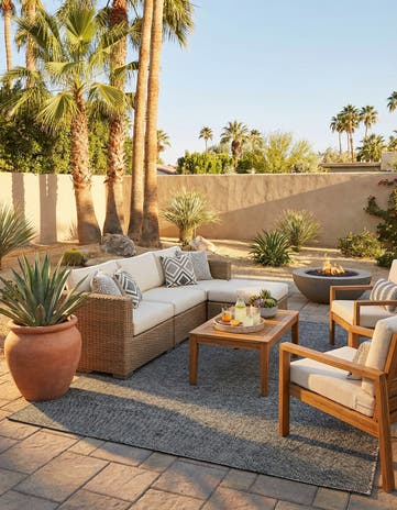7' 10 x 10' Easy-Clean Jill Zarin Palm Springs Indoor / Outdoor Rug
