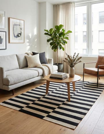 4' x 5' 9 Hand Woven Kilim Modern Wool Rug