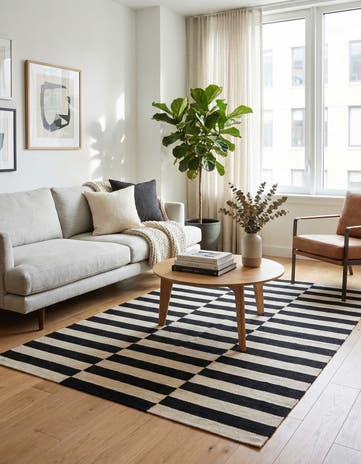 4' x 5' 9 Hand Woven Kilim Modern Wool Rug