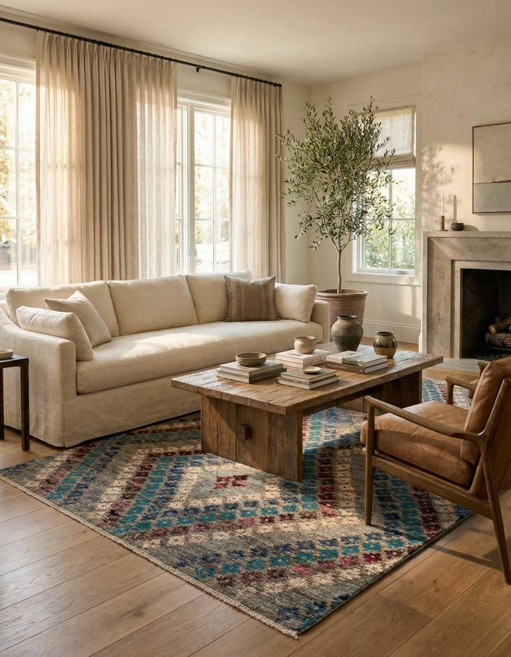 Detail image of 5' 6 x 8' 6  Hand Knotted Darya Wool Rug